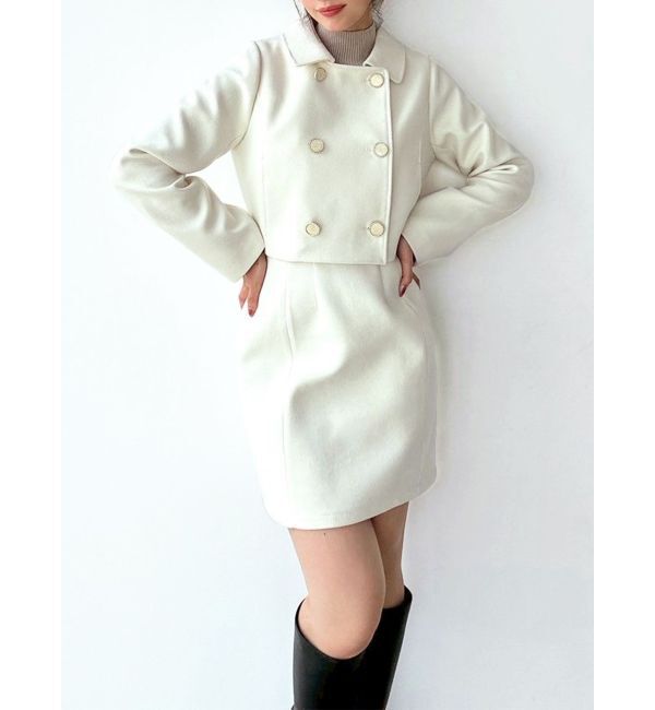 RESEXXY「ダブルブレストショートコート【セットアップ着用可能】」|その他|ホワイト