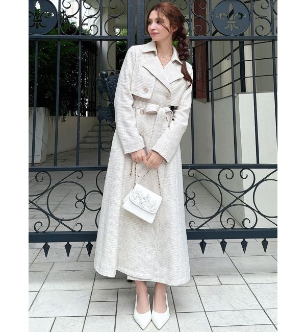 RESEXXY「2WAYツイードレイヤードコート」|トレンチコート|