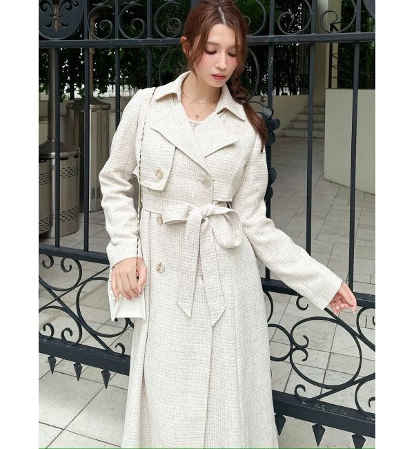 RESEXXY「2WAYツイードレイヤードコート」|トレンチコート|