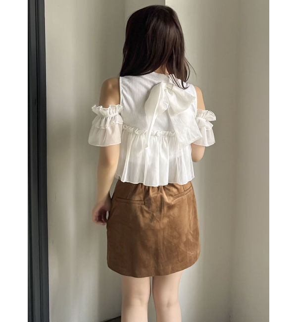 dazzlin「【再生産】2WAYスリーブコンパクトフリルトップス」|Tシャツ・カットソー|