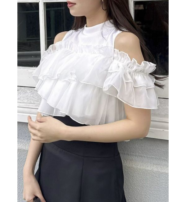 dazzlin「【再生産】2WAYスリーブコンパクトフリルトップス」|Tシャツ・カットソー|