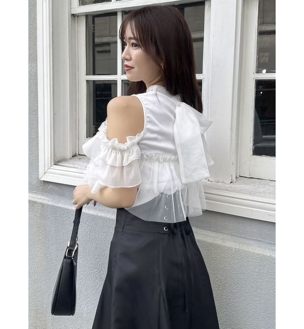 dazzlin「【再生産】2WAYスリーブコンパクトフリルトップス」|Tシャツ・カットソー|