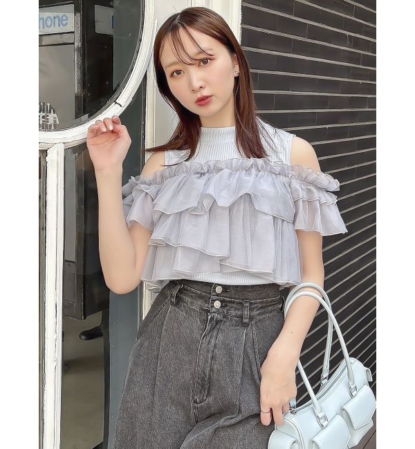 dazzlin「【再生産】2WAYスリーブコンパクトフリルトップス」|Tシャツ・カットソー|