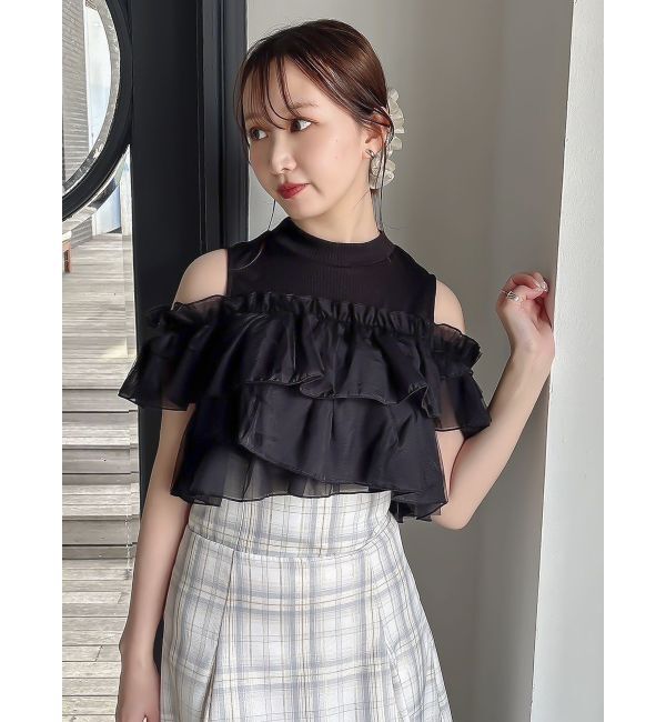 dazzlin「【再生産】2WAYスリーブコンパクトフリルトップス」|Tシャツ・カットソー|