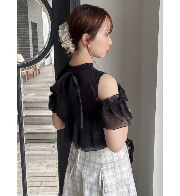 dazzlin「【再生産】2WAYスリーブコンパクトフリルトップス」|Tシャツ・カットソー|