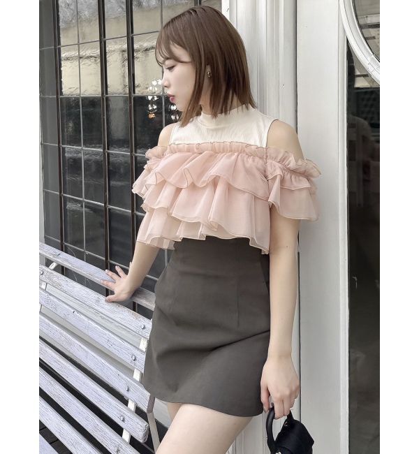 dazzlin「【再生産】2WAYスリーブコンパクトフリルトップス」|Tシャツ・カットソー|