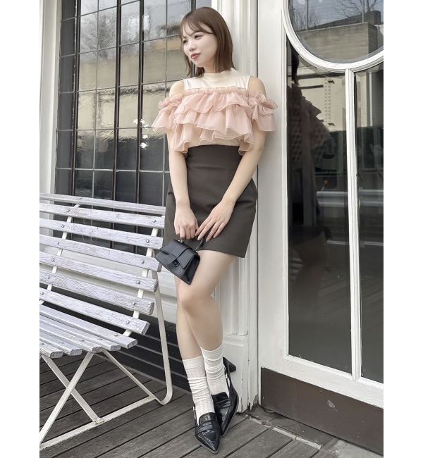 dazzlin「【再生産】2WAYスリーブコンパクトフリルトップス」|Tシャツ・カットソー|