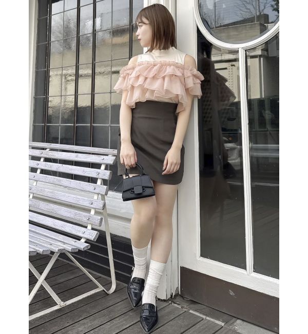 dazzlin「【再生産】2WAYスリーブコンパクトフリルトップス」|Tシャツ・カットソー|