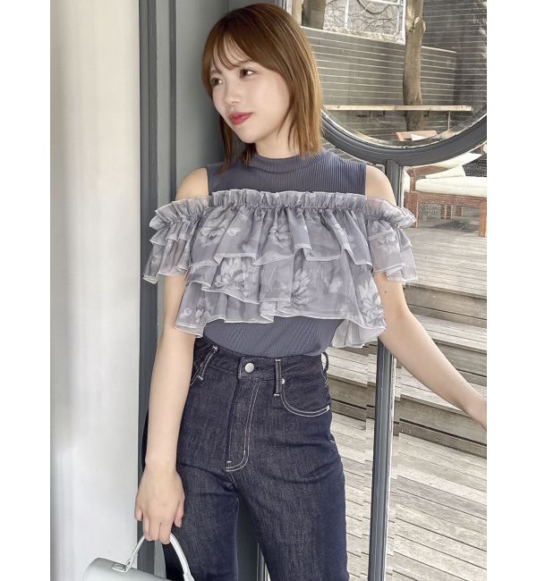 dazzlin「【再生産】2WAYスリーブコンパクトフリルトップス」|Tシャツ・カットソー|