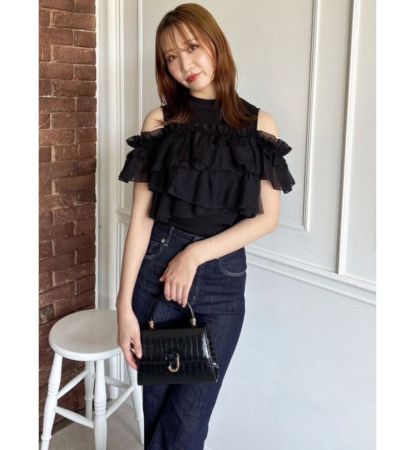 dazzlin「【再生産】2WAYスリーブコンパクトフリルトップス」|Tシャツ・カットソー|