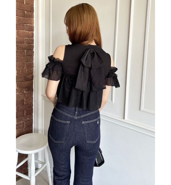 dazzlin「【再生産】2WAYスリーブコンパクトフリルトップス」|Tシャツ・カットソー|