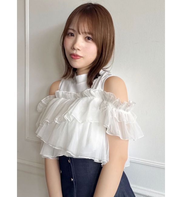 dazzlin「【再生産】2WAYスリーブコンパクトフリルトップス」|Tシャツ・カットソー|