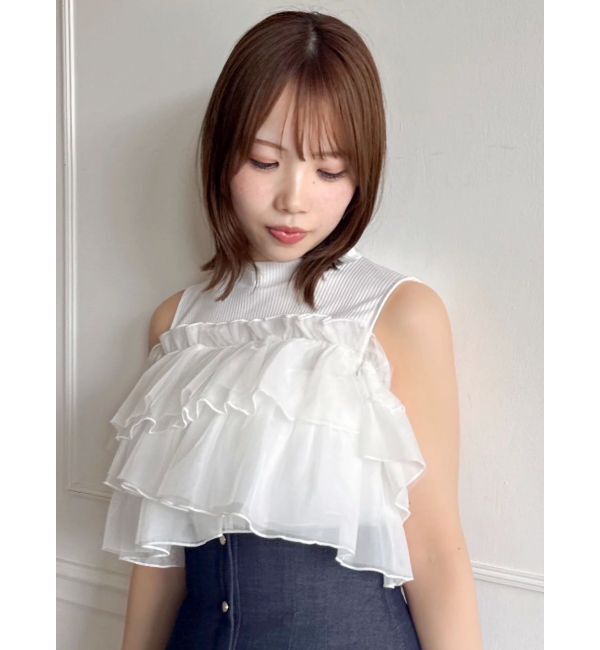 dazzlin「【再生産】2WAYスリーブコンパクトフリルトップス」|Tシャツ・カットソー|