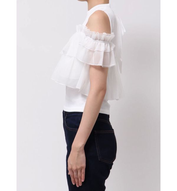 dazzlin「【再生産】2WAYスリーブコンパクトフリルトップス」|Tシャツ・カットソー|