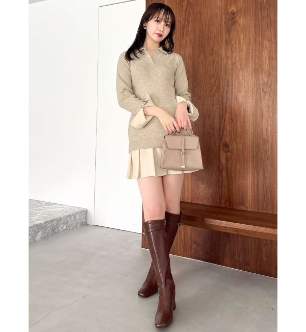 dazzlin「【POLO BCSコラボ】シャツレイヤードニットミニワンピース ※BEIGE WEB限定カラー」|ワンピース|