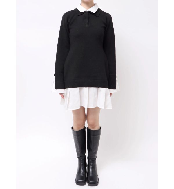 dazzlin「【POLO BCSコラボ】シャツレイヤードニットミニワンピース ※BEIGE WEB限定カラー」|ワンピース|