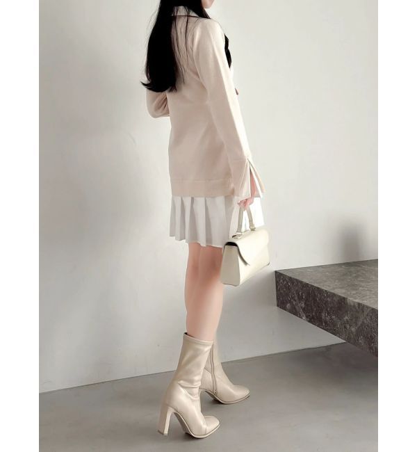 dazzlin「【POLO BCSコラボ】シャツレイヤードニットミニワンピース ※BEIGE WEB限定カラー」|ワンピース|