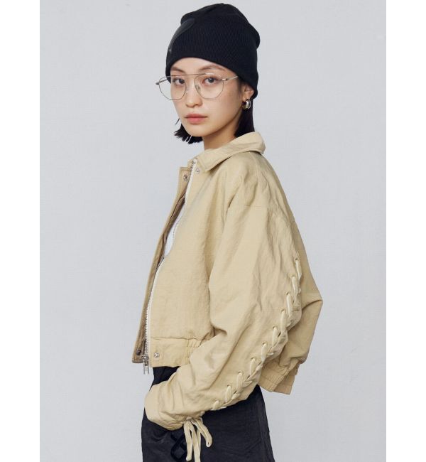 EMODA「バックレースアップショートブルゾン」|ブルゾン・スタジャン|