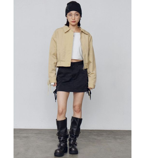 EMODA「バックレースアップショートブルゾン」|ブルゾン・スタジャン|