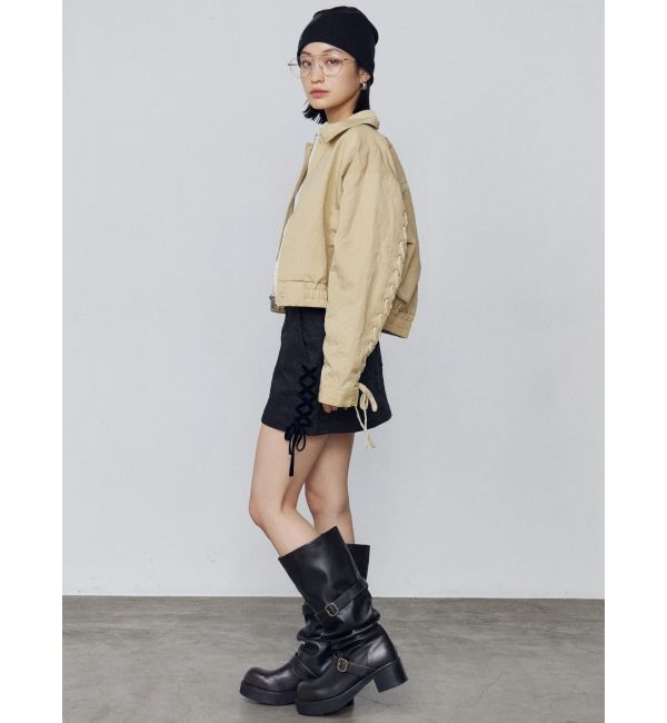 EMODA「バックレースアップショートブルゾン」|ブルゾン・スタジャン|