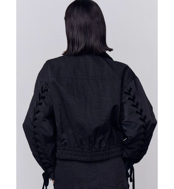 EMODA「バックレースアップショートブルゾン」|ブルゾン・スタジャン|