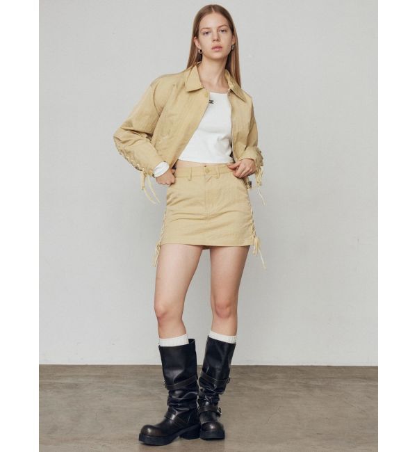 EMODA「バックレースアップショートブルゾン」|ブルゾン・スタジャン|