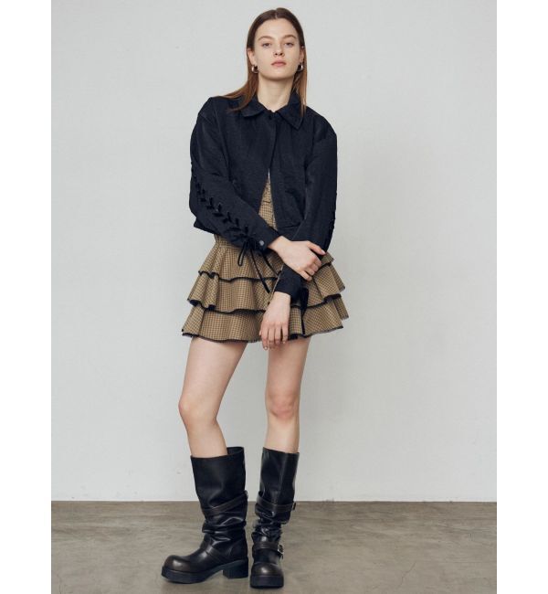 EMODA「バックレースアップショートブルゾン」|ブルゾン・スタジャン|