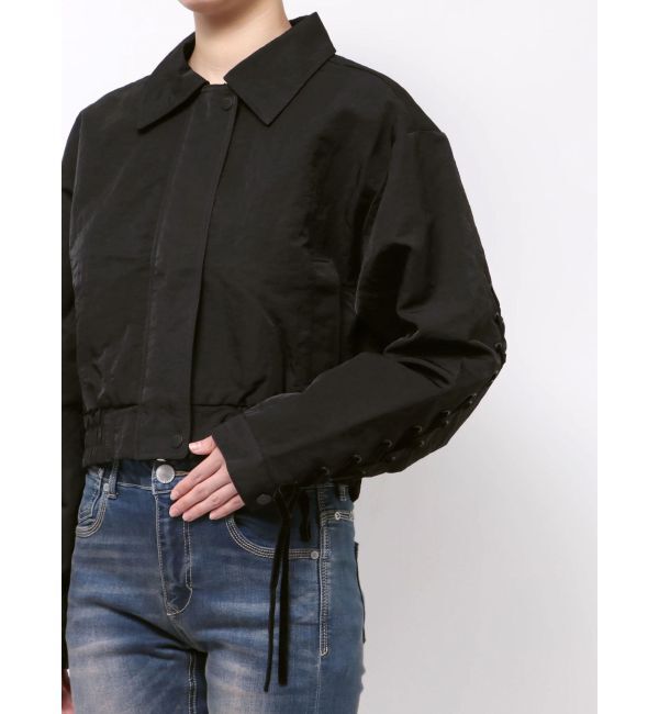 EMODA「バックレースアップショートブルゾン」|ブルゾン・スタジャン|