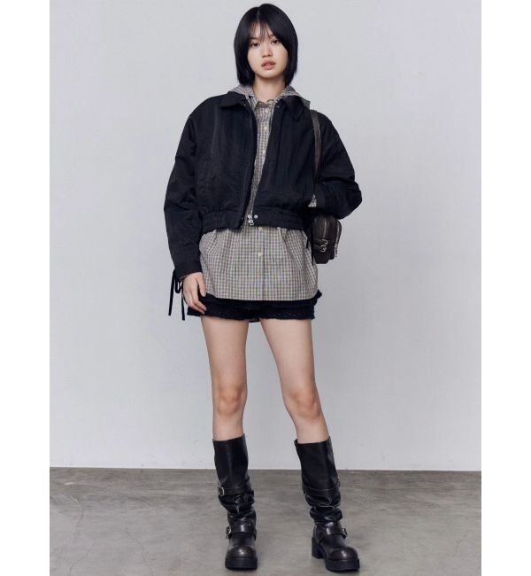 EMODA「バックレースアップショートブルゾン」|ブルゾン・スタジャン|