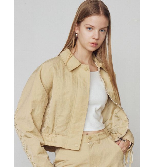 EMODA「バックレースアップショートブルゾン」|ブルゾン・スタジャン|イエロー