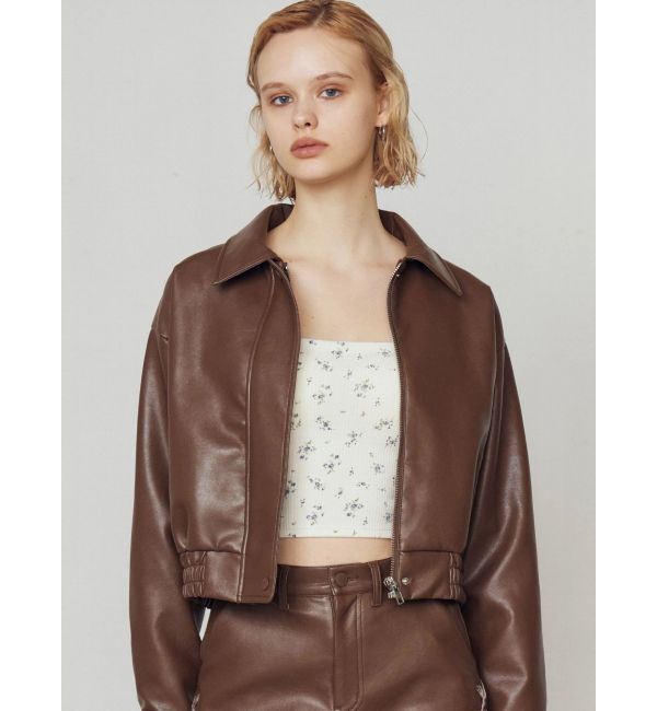 EMODA「バックレースアップショートブルゾン」|ブルゾン・スタジャン|ブラウン