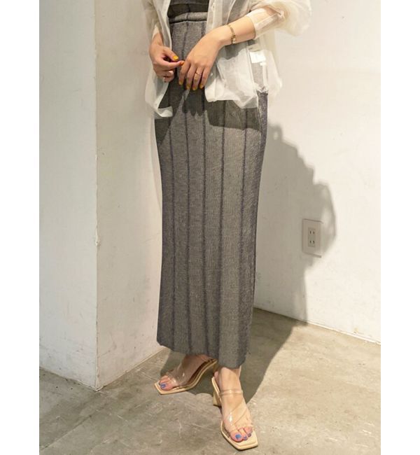 LAGUNAMOON「ツートーンリブニットタイトスカート」|スカート|グレー