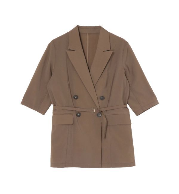 LAGUNAMOON「ベルトセットハーフスリーブジャケット」|テーラードジャケット|モカ