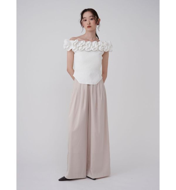 LAGUNAMOON「デコラフリルオフショルニットプルオーバー」|ニット・セーター|