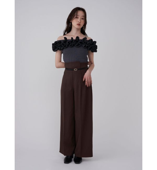 LAGUNAMOON「デコラフリルオフショルニットプルオーバー」|ニット・セーター|