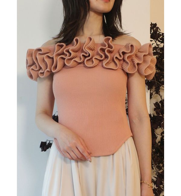 LAGUNAMOON「デコラフリルオフショルニットプルオーバー」|ニット・セーター|