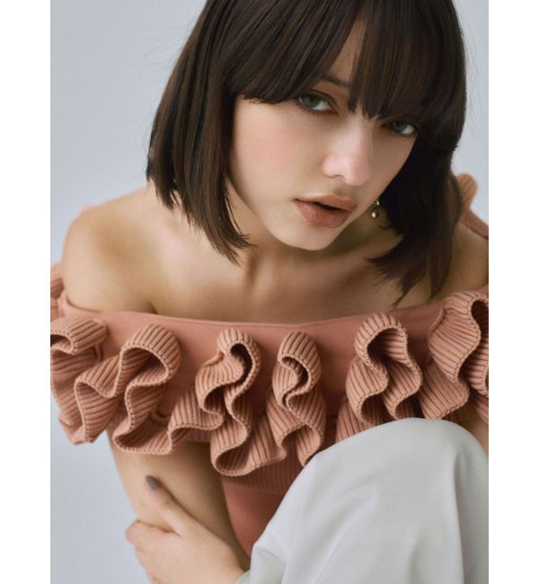 LAGUNAMOON「デコラフリルオフショルニットプルオーバー」|ニット・セーター|