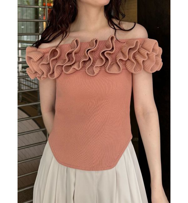 LAGUNAMOON「デコラフリルオフショルニットプルオーバー」|ニット・セーター|