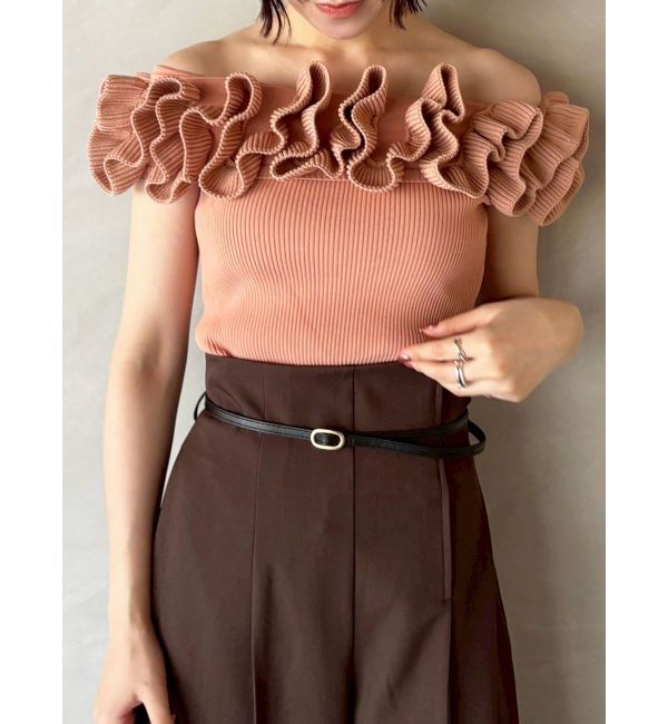 LAGUNAMOON「デコラフリルオフショルニットプルオーバー」|ニット・セーター|