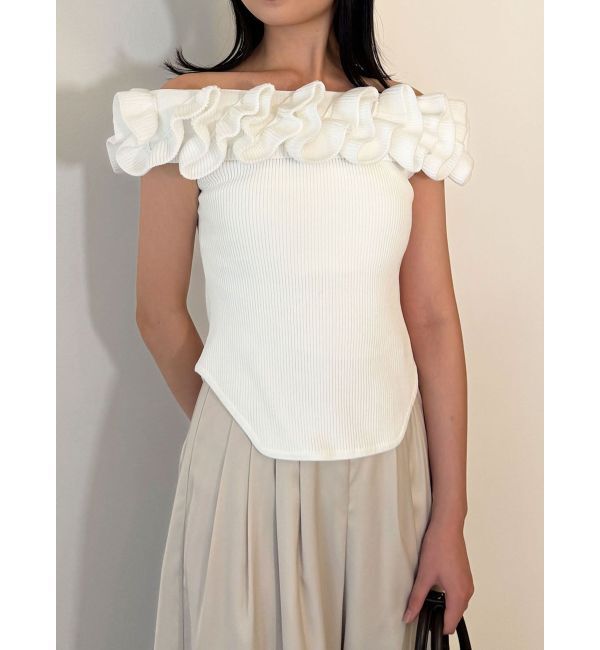 LAGUNAMOON「デコラフリルオフショルニットプルオーバー」|ニット・セーター|