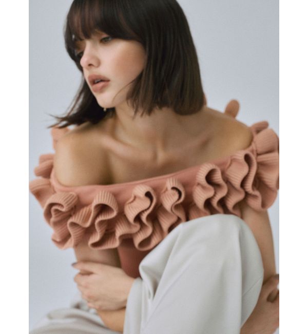 LAGUNAMOON「デコラフリルオフショルニットプルオーバー」|ニット・セーター|