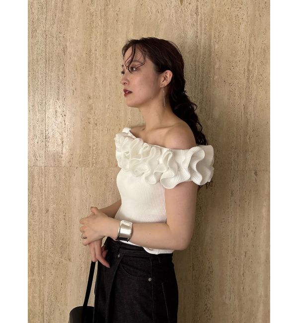 LAGUNAMOON「デコラフリルオフショルニットプルオーバー」|ニット・セーター|