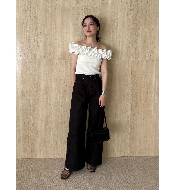 LAGUNAMOON「デコラフリルオフショルニットプルオーバー」|ニット・セーター|