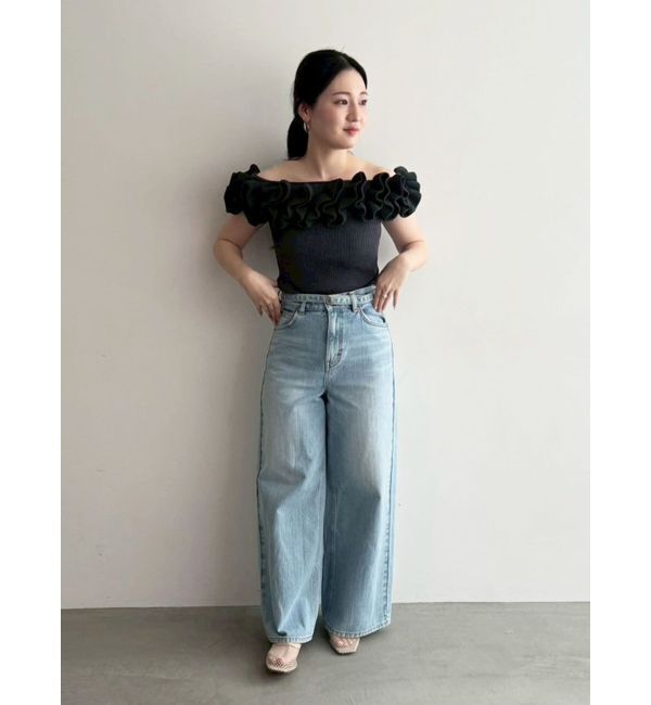 LAGUNAMOON「デコラフリルオフショルニットプルオーバー」|ニット・セーター|