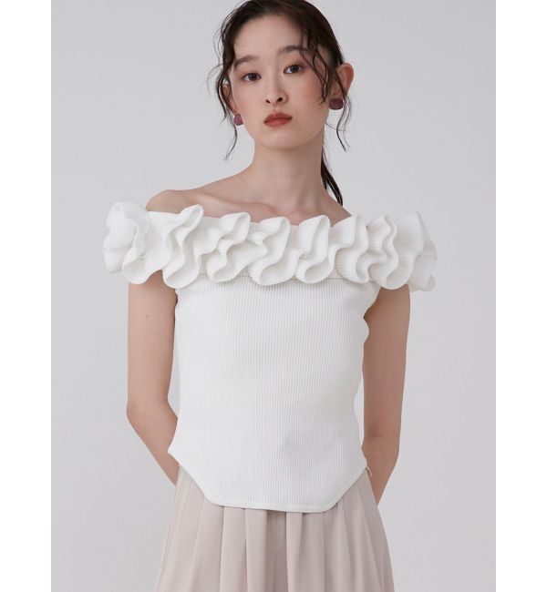 LAGUNAMOON「デコラフリルオフショルニットプルオーバー」|ニット・セーター|