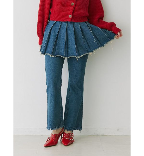 jouetie「プリーツスカートレイヤードパンツ」|その他|ブルー