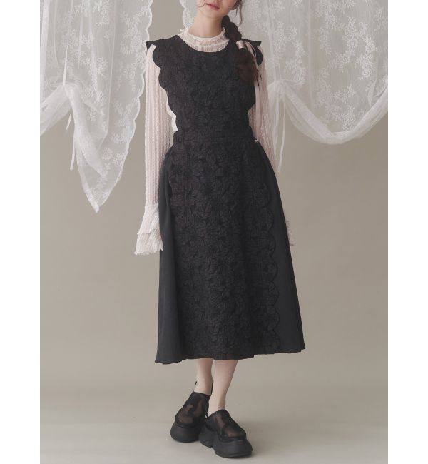 merry jenny「スカラップコンビワンピース」|ワンピース|ブラック