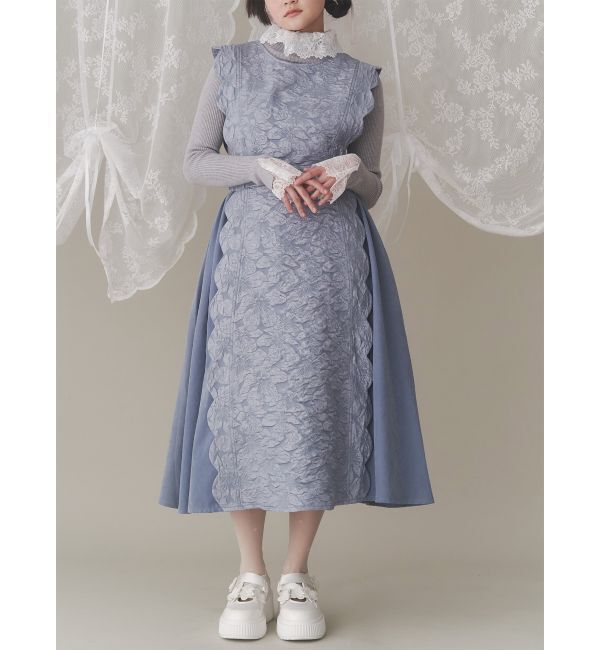 merry jenny「スカラップコンビワンピース」|ワンピース|ブルー