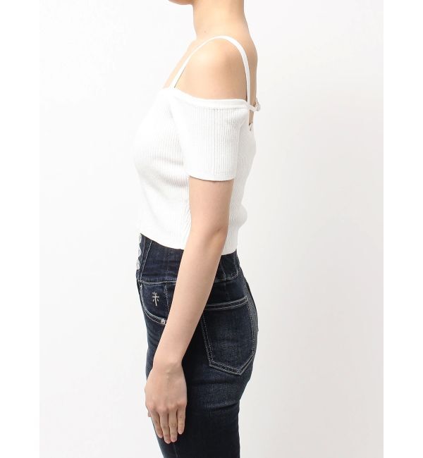 GYDA「SymmetryGYDA オフショルストラップハーフスリーブニットトップス」|ニット・セーター|