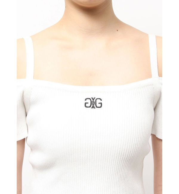 GYDA「SymmetryGYDA オフショルストラップハーフスリーブニットトップス」|ニット・セーター|